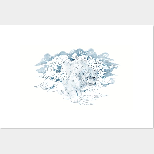 clouded snow leopard illustration Wall Art by SFDesignstudio